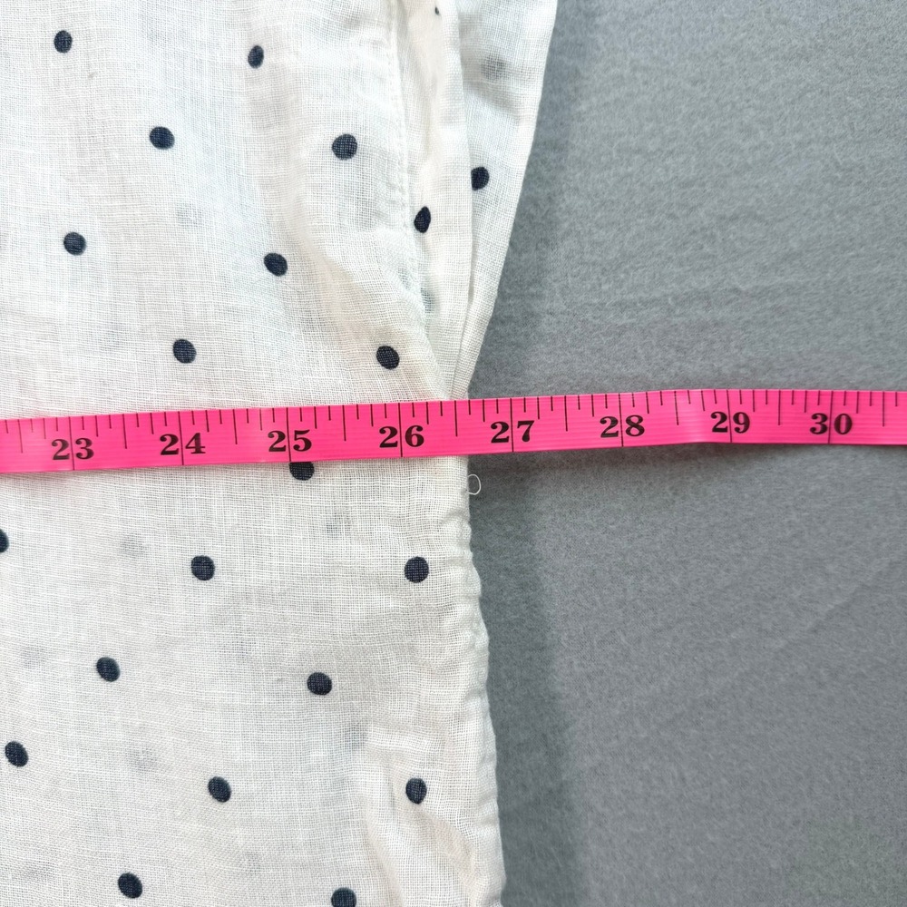 Old Navy White Polka Dot Linen Button Down XXL Tie Front Capsule Wardrobe - Picture 5 of 9